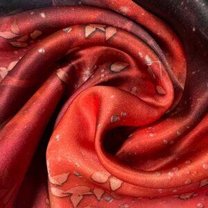Deep Orange & Pink Petals Square Pure Silk Scarf Wrap